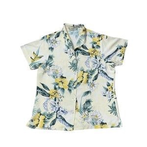 Tommy Bahama Hawaiian Tropical Button Shirt Size S Floral 100% Silk Short Sleeve